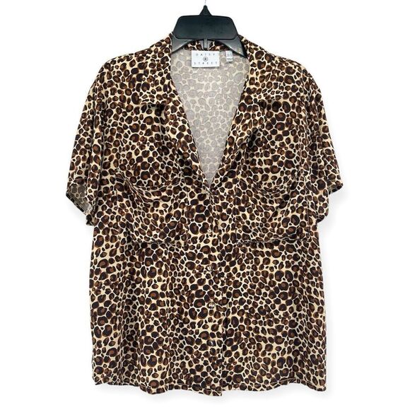 Daisy Street (ASOS) Women’s Leopard Print Short Sleeve Button Front Shirt Medium - Picture 12 of 12